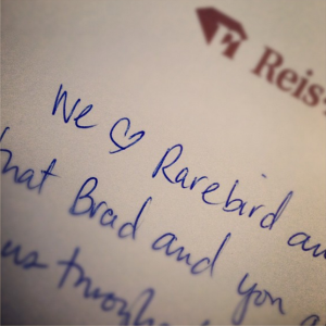 I’M THANKFUL THAT PEOPLE FEEL THIS WAY ABOUT THE TEAM AT @RAREBIRDINC. THANKS @REISNICHOLS!