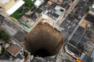 300-foot sinkhole in Guatemala City, opened 2010